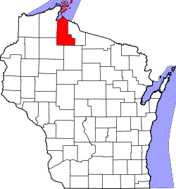 Karte von Ashland County innerhalb von Wisconsin