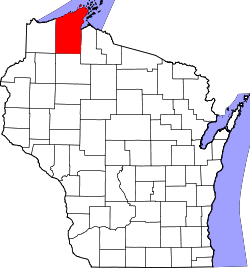 Karte von Bayfield County innerhalb von Wisconsin