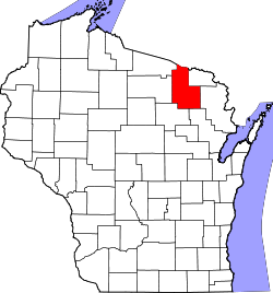 Karte von Forest County innerhalb von Wisconsin