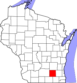 Karte von Jefferson County innerhalb von Wisconsin