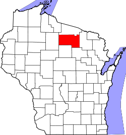 Karte von Oneida County innerhalb von Wisconsin