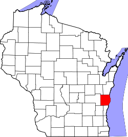 Karte von Sheboygan County innerhalb von Wisconsin