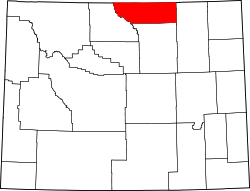 Karte von Sheridan County innerhalb von Wyoming