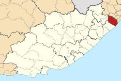 Map of the Eastern Cape with Mbizana highlighted (2011).svg