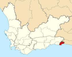 Map of the Western Cape with Bitou highlighted (2011).svg