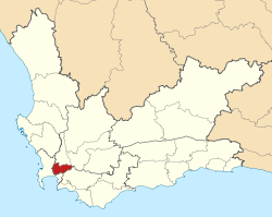 Map of the Western Cape with Stellenbosch highlighted (2011).svg