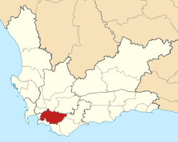 Map of the Western Cape with Theewaterskloof highlighted (2011).svg