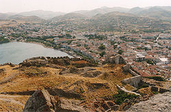 Blick auf die Stadt Myrina