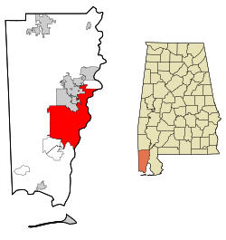 Mobile County Alabama Incorporated and Unincorporated areas Mobile Highlighted.svg