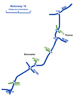 Verlauf des Motorways M18