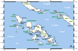 Karte der New Georgia-Inselgruppe, auf der auch Kolombangara abgebildet ist