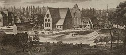 Das Kloster nach der Plünderung durch Christian II. Kupferstich von Erik Dahlberg