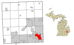 Oakland County Michigan Incorporated and Unincorporated areas Royal Oak highlighted.svg