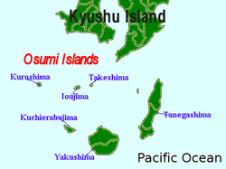 Karte mit Tanegashima im Osten