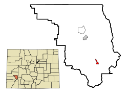 Ouray County Colorado Incorporated and Unincorporated areas Ouray Highlighted.svg