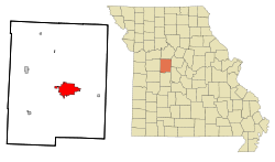 Pettis County Missouri Incorporated and Unincorporated areas Sedalia Highlighted.svg