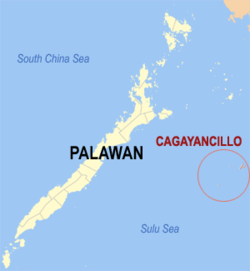 Karte von Palawan mit der Lage der Insel Cagayan