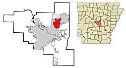 Pulaski County Arkansas Incorporated and Unincorporated areas Sherwood Highlighted 2010.JPG