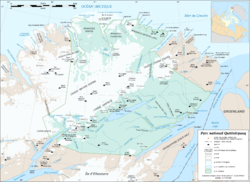 Karte zeigt Ward Hunt Island ganz im Norden