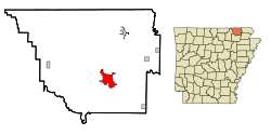 Randolph County Arkansas Incorporated and Unincorporated areas Pocahontas Highlighted.svg