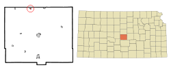 Rice County Kansas Incorporated and Unincorporated areas Frederick Highlighted.svg
