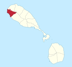Die Lage von Saint Anne auf der Insel St. Kitts