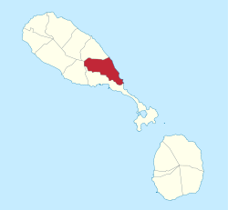 Die Lage von Saint Peter auf der Insel St. Kitts