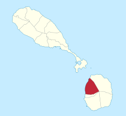 Die Lage von Saint Thomas (Nevis) auf der Insel Nevis