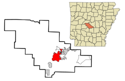Saline County Arkansas Incorporated and Unincorporated areas Benton Highlighted.svg