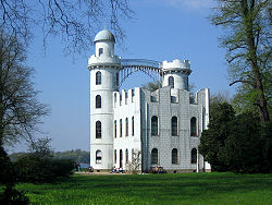 Das Schloss auf der Pfaueninsel, Ansicht von Nordosten