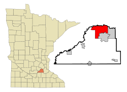 Scott County Minnesota Incorporated and Unincorporated areas Shakopee Highlighted.svg