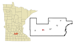 Sibley County Minnesota Incorporated and Unincorporated areas Winthrop Highlighted.svg
