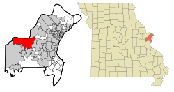 St. Louis County Missouri Incorporated and Unincorporated areas Chesterfield Highlighted.svg
