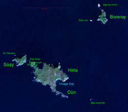 Satellitenbild mit Namen der Inseln