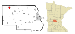 Stearns County Minnesota Incorporated and Unincorporated areas Sauk Centre Highlighted.svg