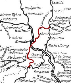 Strecke der Bahnstrecke Rochlitz–Penig