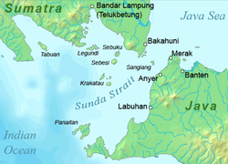 Karte der Sundastraße mit Sangiang