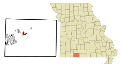 Taney County Missouri Incorporated and Unincorporated areas Forsyth Highlighted.svg