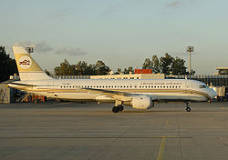 Airbus A320 der Libyan Arab Airlines an ihrem Hub am Tripoli International Airport