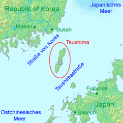 Lage der Insel Tsushima