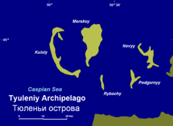Karte der Robbeninseln (Tyuleni-Inseln)
