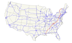 Karte des U.S. Highways 11