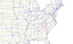 Karte des U.S. Highways 21