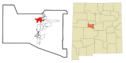 Valencia County New Mexico Incorporated and Unincorporated areas Los Lunas Highlighted.svg