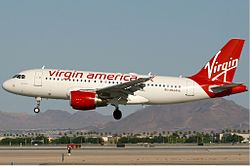 Ein Airbus A319-100 der Virgin America