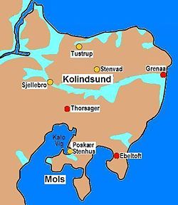Djursland (hellblaue Gebiete inzwischen verlandet)