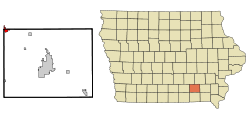 Wapello County Iowa Incorporated and Unincorporated areas Eddyville Highlighted.svg