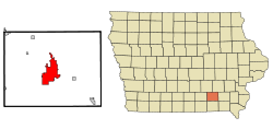 Wapello County Iowa Incorporated and Unincorporated areas Ottumwa Highlighted.svg