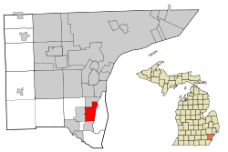 Wayne County Michigan Incorporated and Unincorporated areas Trenton highlighted.svg