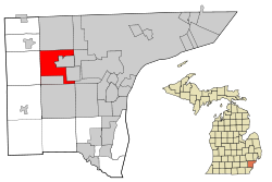 Wayne County Michigan Incorporated and Unincorporated areas Westland highlighted.svg